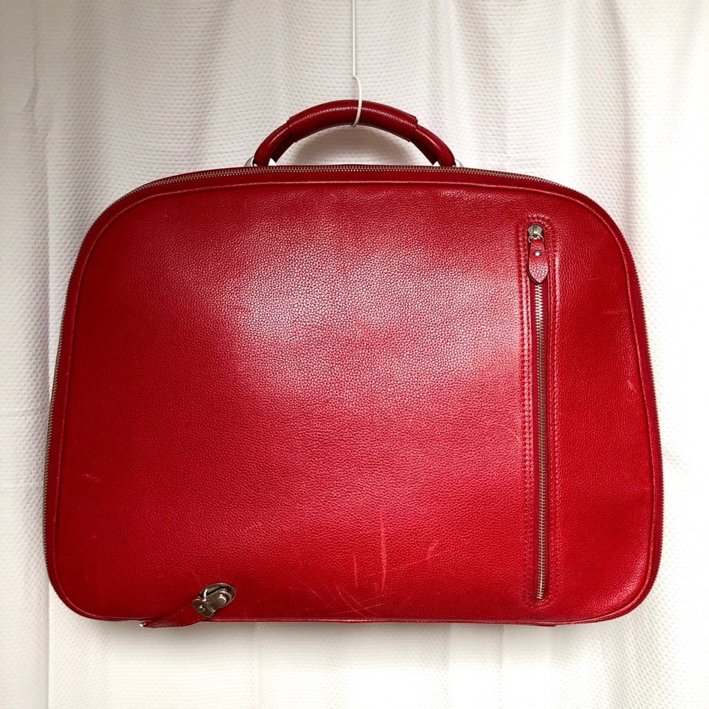 ro BAGS Retro Modern Red Leather Suitcase RARE
